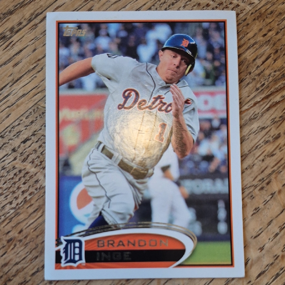 Topps Detroit Baseball Card with White and Blue Uniform